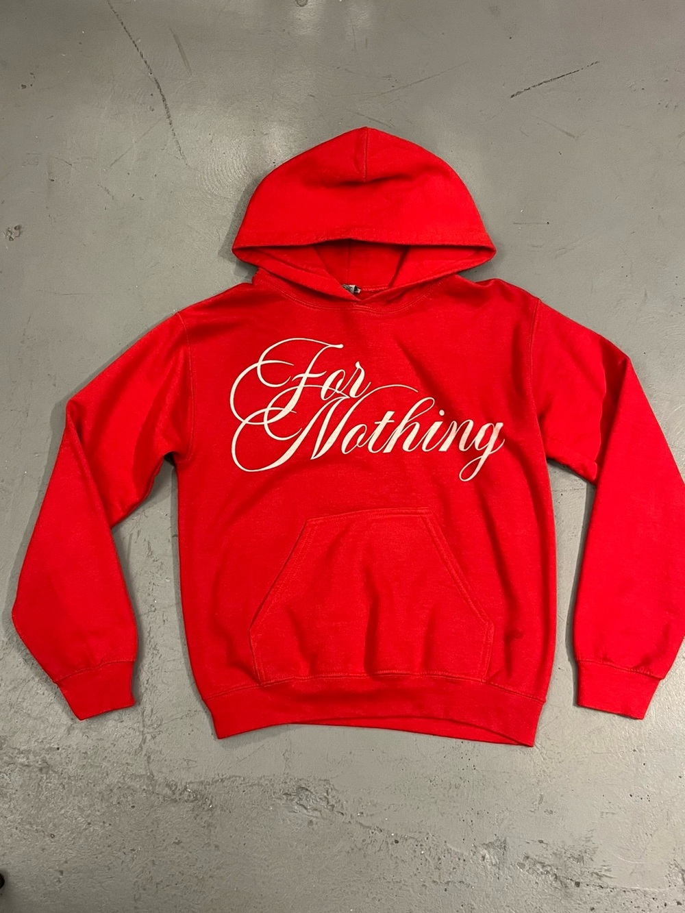 Red 'For Nothing' Script Pullover Hoodie